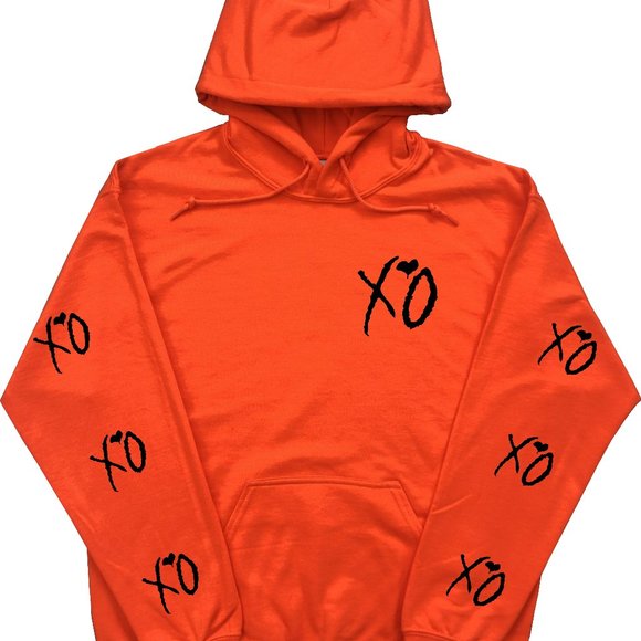 The Weeknd Hoodie XO Designs Orange (Black Print) - Picture 1 of 2